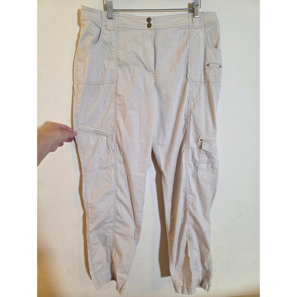 Chicos Cargo Pants‎ Womens 2.5 Beige Utility Stretch Multi Pocket Straight Leg